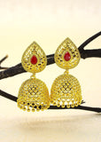 TEXTURED GOLD PLATED JHUMKI EARRINGS
