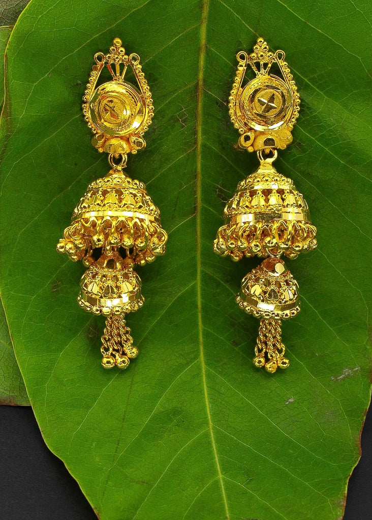 Buy 1 Gram Gold Indian Jewelry Jhumka Earrings Small Daily Use Gold Jhumka  Online