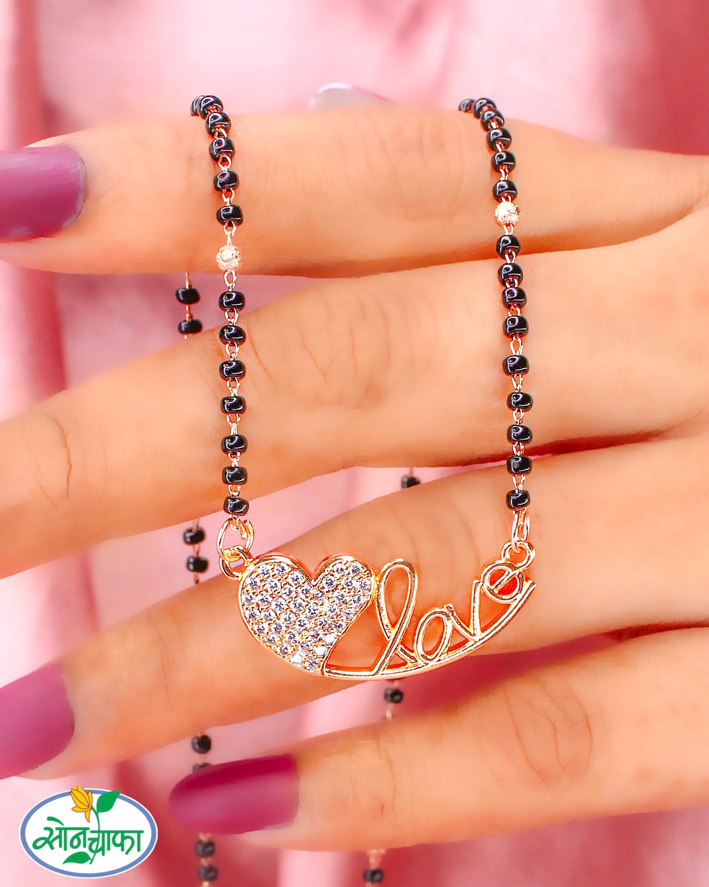 STYLISED LOVE DESIGN DIAMOND MANGALSUTRA
