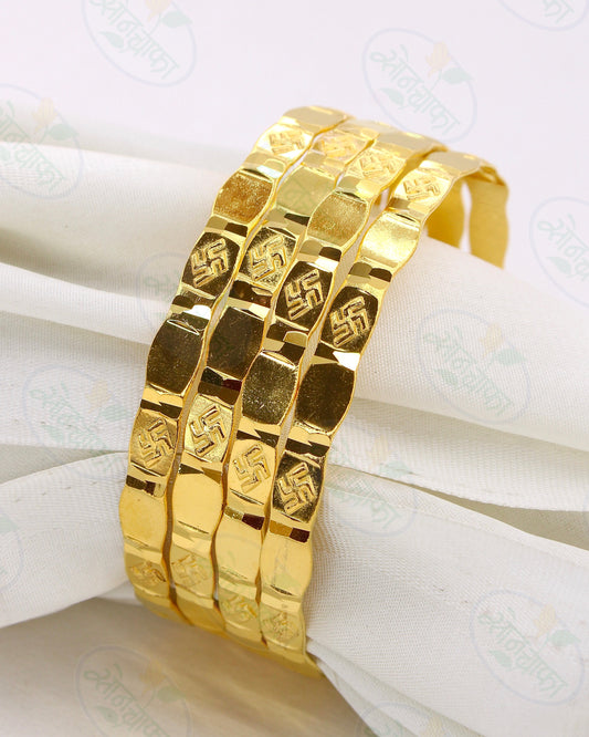 RAVISHING  SWASTIK GOLD PLATED BANGLES