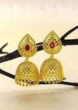 TEXTURED GOLD PLATED JHUMKI EARRINGS