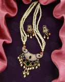 SHIMMERING TRENDY PEARL & DIAMOND NECKLACE