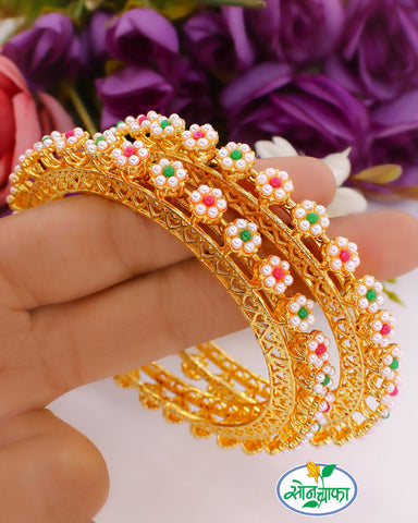 FLORAL RADIANCE PEARL BANGLES