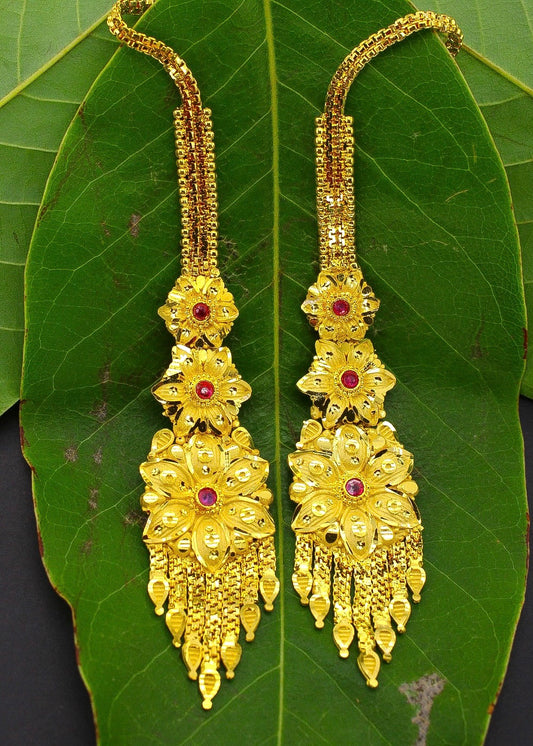 FLOWERET EARRINGS WITH KANCHAIN