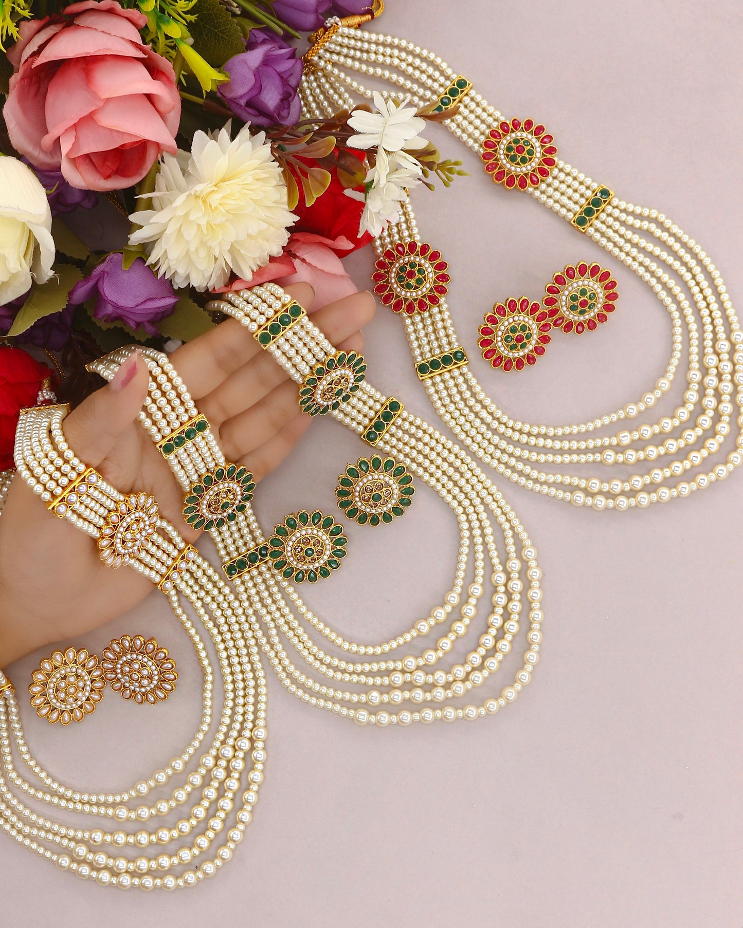 FLORAL BRILLIANCE PEARL NECKLACE