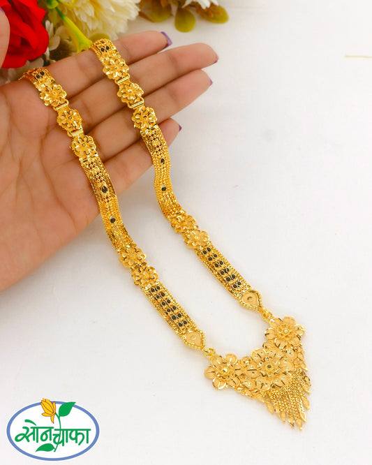 SHIMMERING FLORAL GOLD PLATED MANGALSUTRA