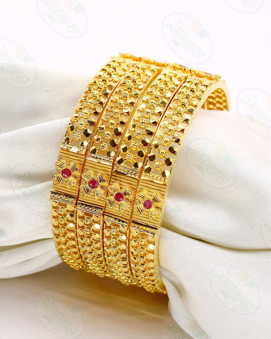 LAVISH FLORAL GOLD PLATED BANGLES