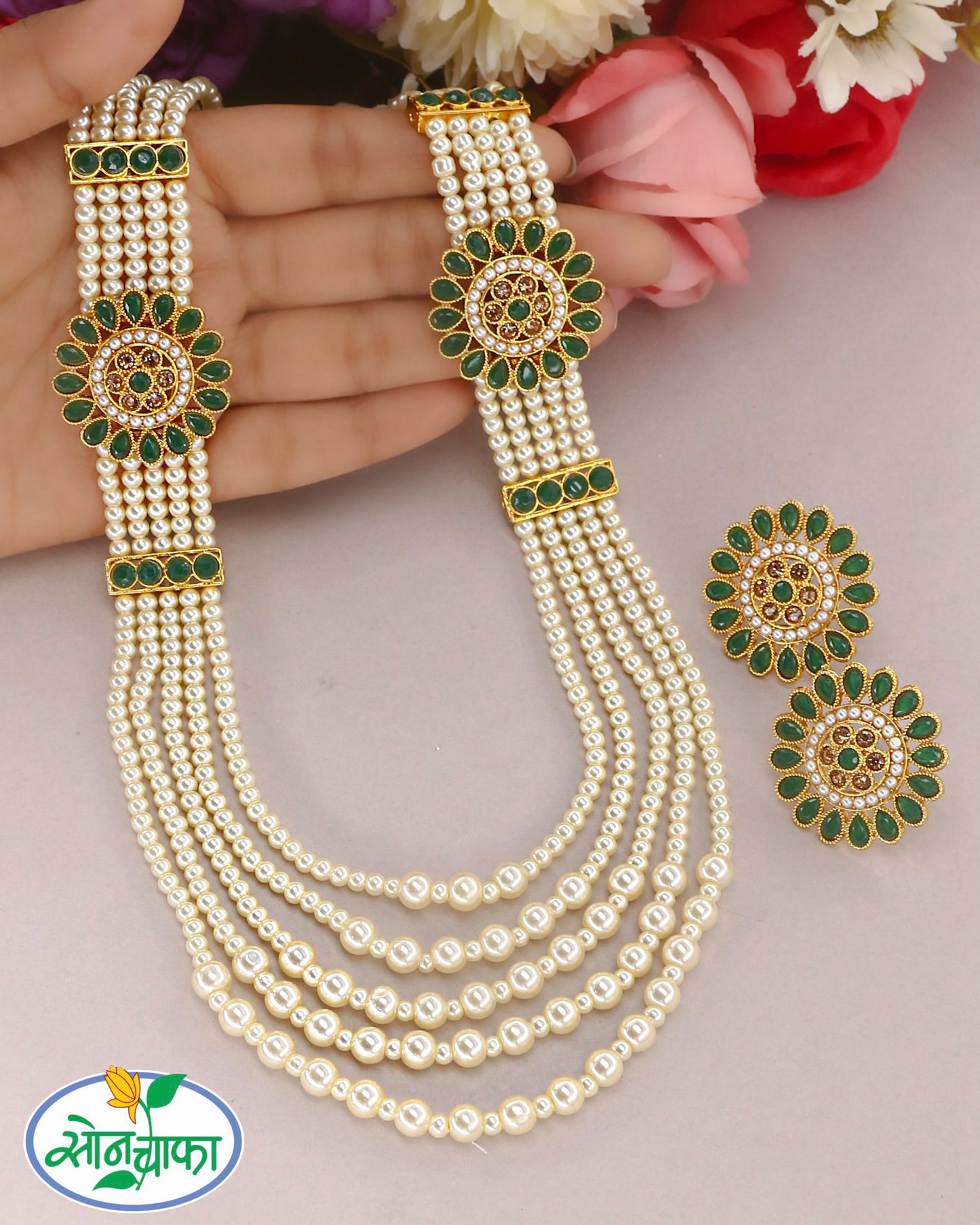 FLORAL BRILLIANCE PEARL NECKLACE