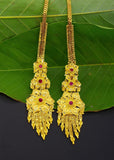 TEXTURED FLORAL KANCHAIN WITH EARRINGS