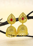 TEXTURED GOLD PLATED JHUMKI EARRINGS