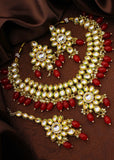 RED BEADS KUNDAN NECKLACE