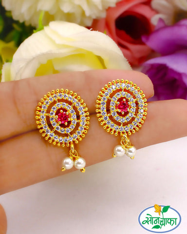 SLEEK DAZZLING PEARL & DIAMOND EARRINGS