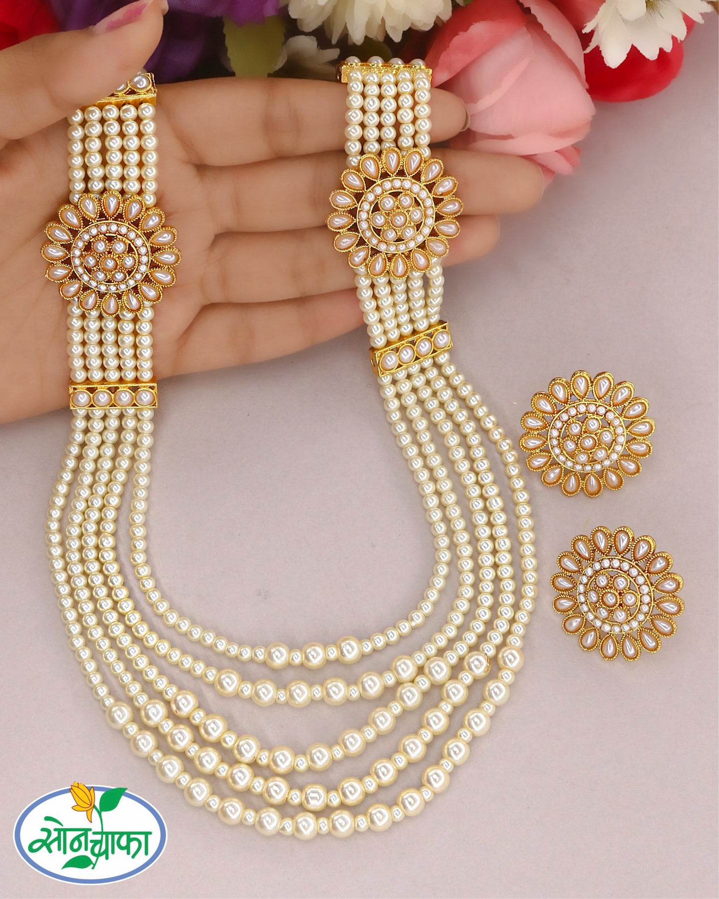 FLORAL BRILLIANCE PEARL NECKLACE