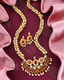 GLINTING LEAFY FLORAL PEARL NECKLACE