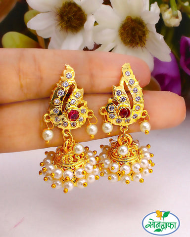 CHARMING PEACOCK PEARL JHUMKI