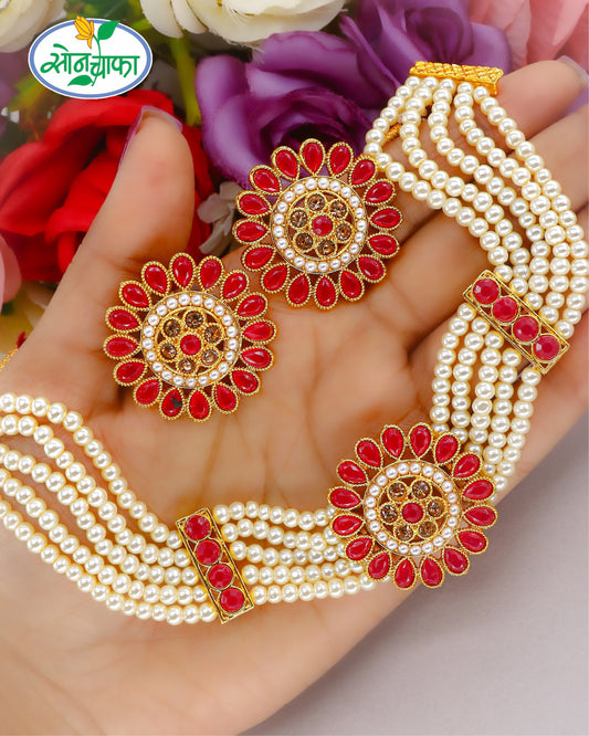 DAZZLING FLORET PEARL NECKLACE