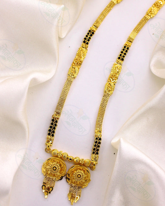 FLORAL CHARM GOLD PLATED WATI PENDANT MANGALSUTRA