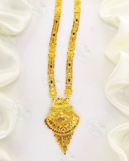 STYLISED FLORAL GOLD PLATED MANGALSUTRA