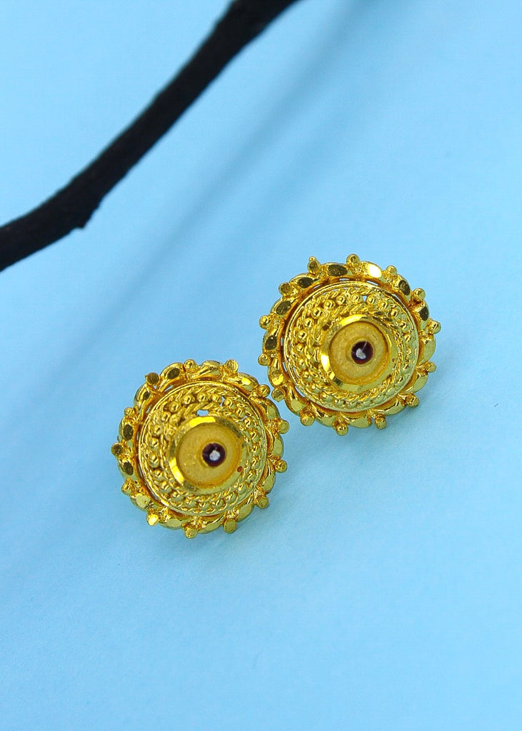 10k Yellow Gold X Motif Round Shape Hoop Earrings | Angelucci Jewelry
