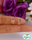 LEAF DESIGN DIAMOND EAR-STUDS