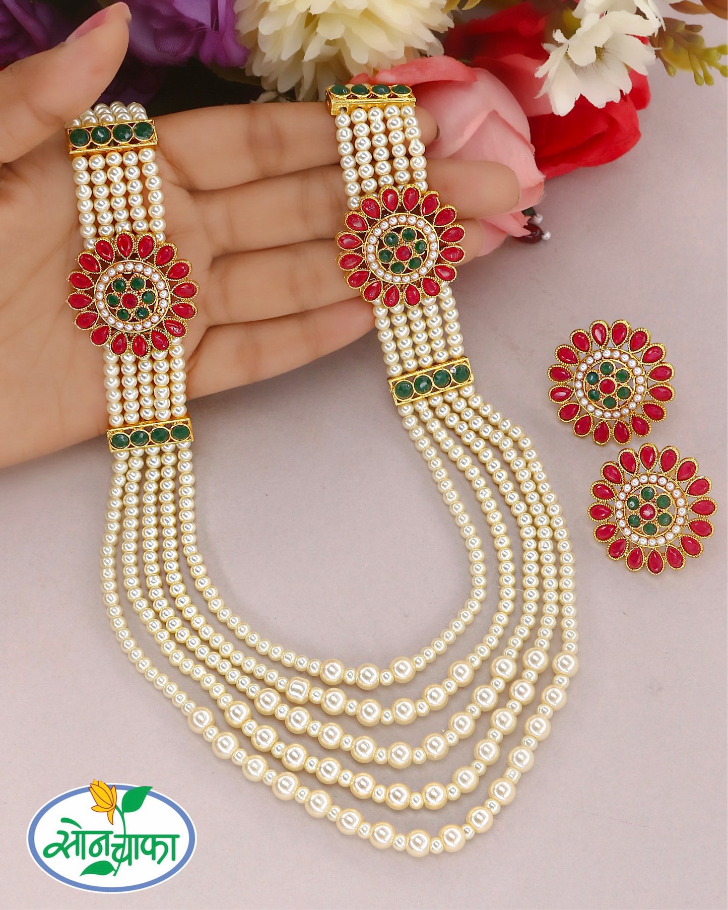 FLORAL BRILLIANCE PEARL NECKLACE