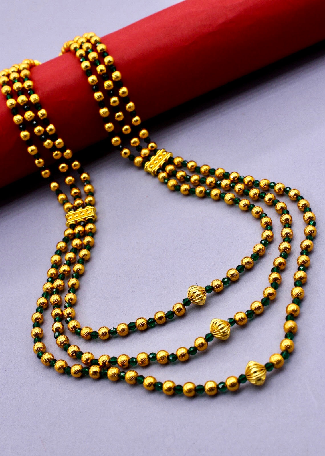 THREE LAYERS GOLDEN BEADS NECKLACE