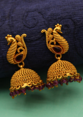 Antique Gold Finish Contemporary Party Wear Laxmi jhumka 5976n – Griiham