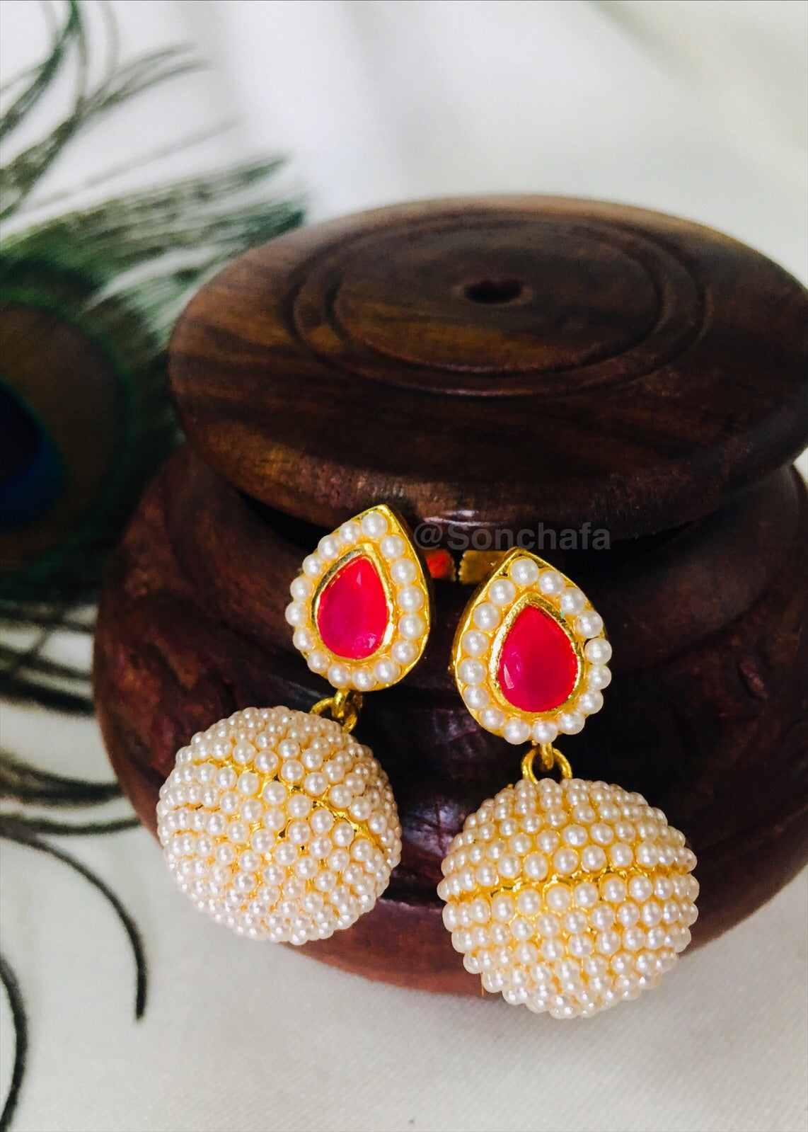 PEARL BALL EARRINGS