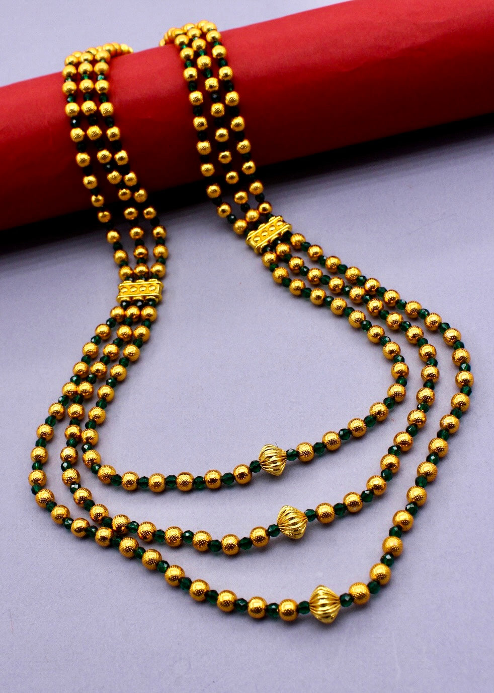 THREE LAYERS GOLDEN BEADS NECKLACE