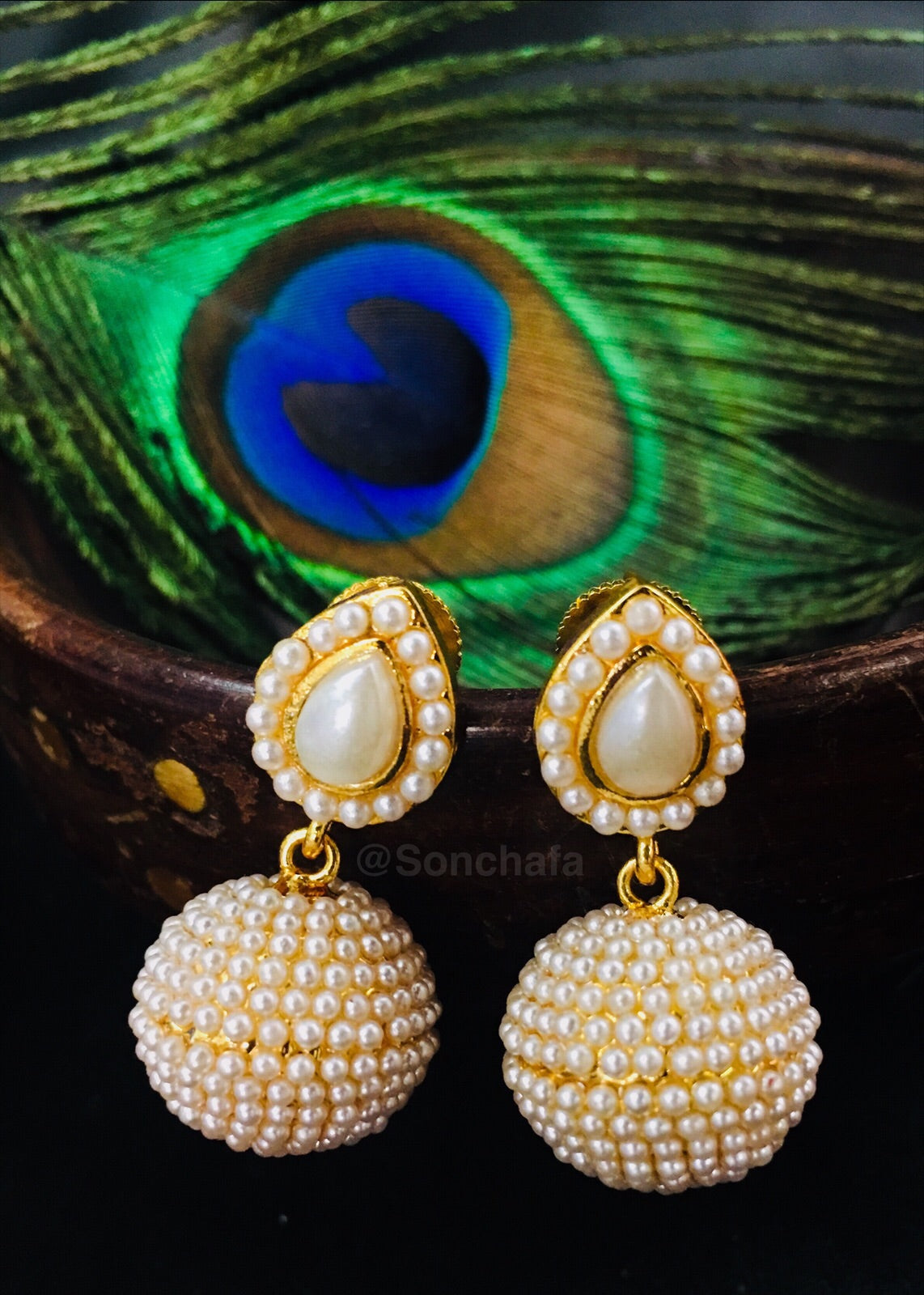 PEARL BALL EARRINGS