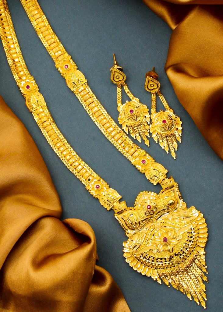 Buy RHOSYN Artificial Gold Jewellery Traditional Ethnic Wear Gold Plated  Long Rani Haar Necklace set Earring(BJLHGld)(ContemporaryGld1) at Amazon.in