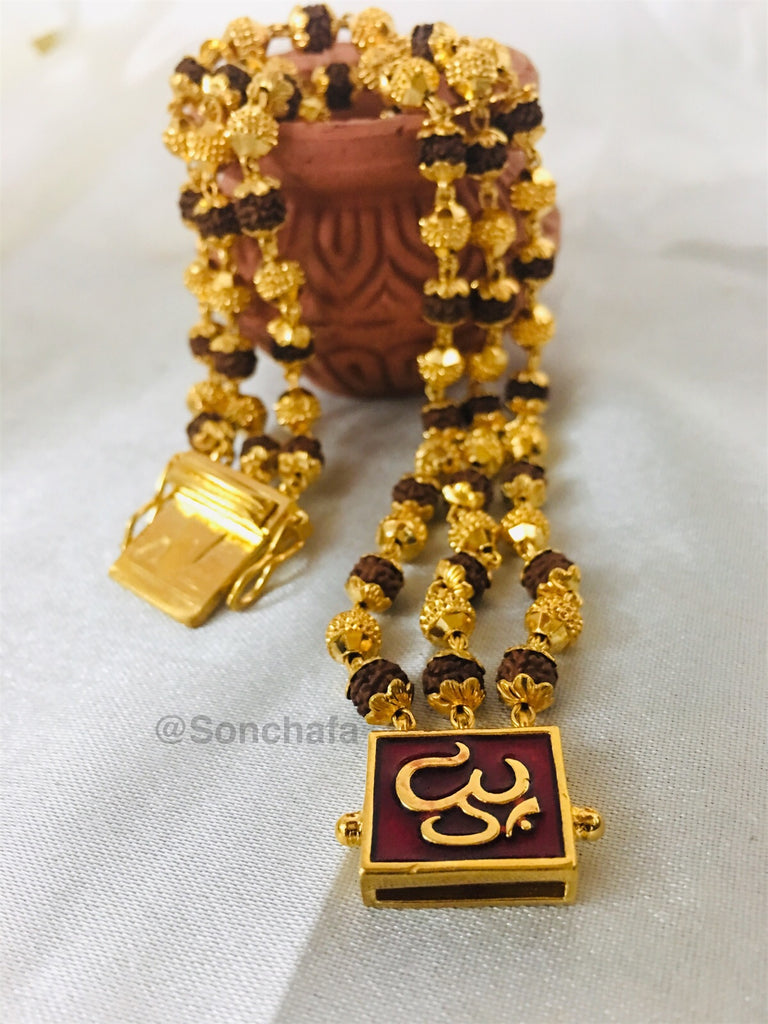 22k Yellow gold Rudraksha Bracelet with cz Trident Pendant Unisex gold  jewelry14 | eBay