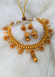CLASSIC GOLDEN BEADS FLORAL FANCY NECKLACE