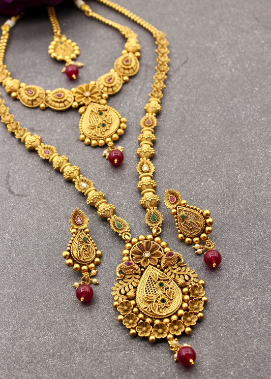 GLAMOROUS FLORAL PEACOCK COMBO SET