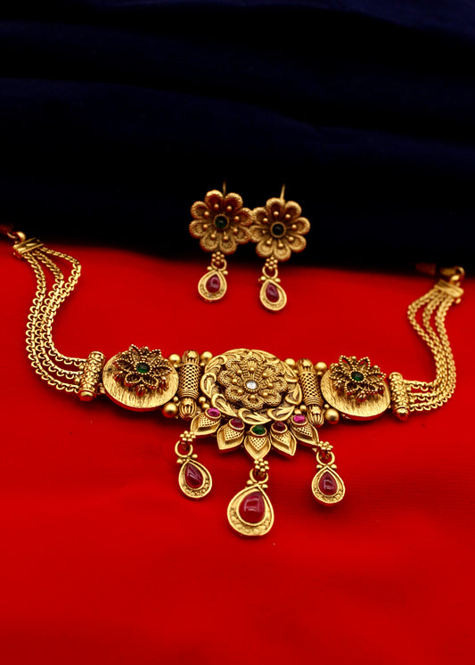 MAJESTIC FLOWERET RAJWADI CHOKER