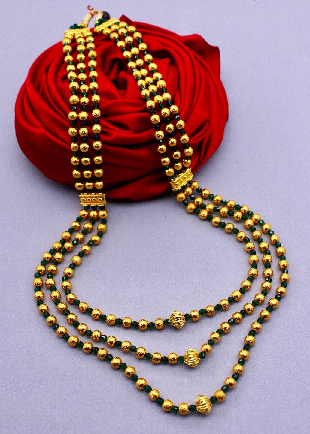 THREE LAYERS GOLDEN BEADS NECKLACE