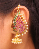 PEACOCK FEATHERS EAR-CUFFS