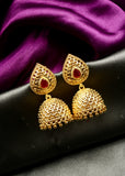 TEXTURED GOLD PLATED JHUMKI EARRINGS