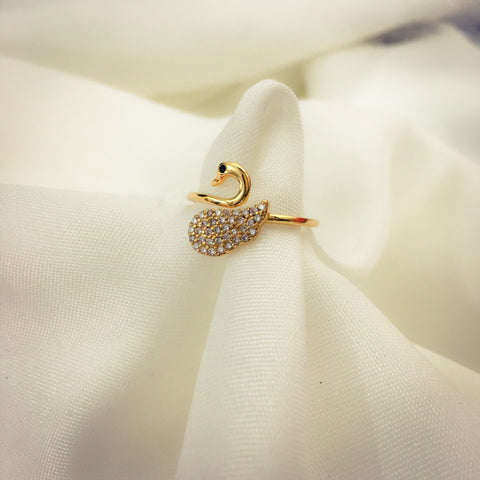 Gold Finish Kundan Peacock Ring Design by 20AM at Pernia's Pop Up Shop 2024
