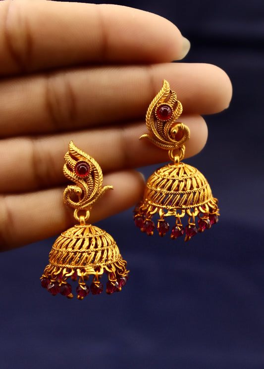 DAINTY PEAFOWL JHUMKI EARRINGS