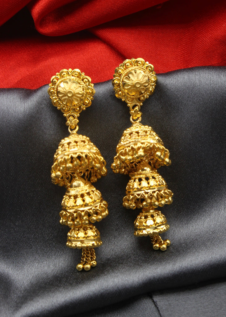 Dangling Tassel Orb 21k Gold Earrings – Andaaz Jewelers