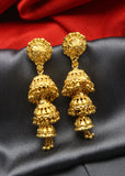 GOLD PLATED 3 LAYER JHUMKI EARRINGS