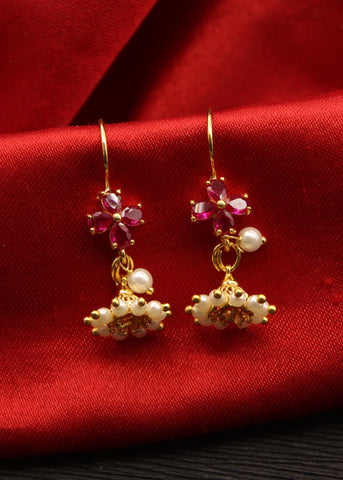 Delicate Gold Ruby Bugadi Earring/ Delicate Earrings / Indian Earrings/  Indian Jewelry/ Small Jhumka/ Gold Earrings - Etsy