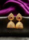 TEXTURED GOLD PLATED JHUMKI EARRINGS