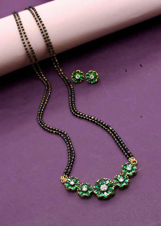 DIA MANGALSUTRA WITH GREEN STONE