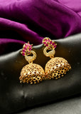 TRADITIONAL PEACOCK GOLDEN EARRINGS