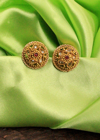 Gold earrings circles 1 cm  JewelryAndGemseu