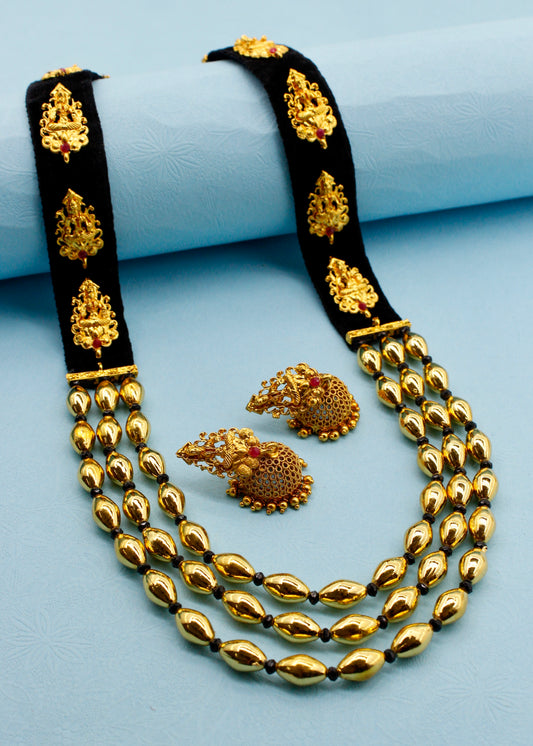 GODDESS LAXMI DHOLKI BEADS NECKLACE