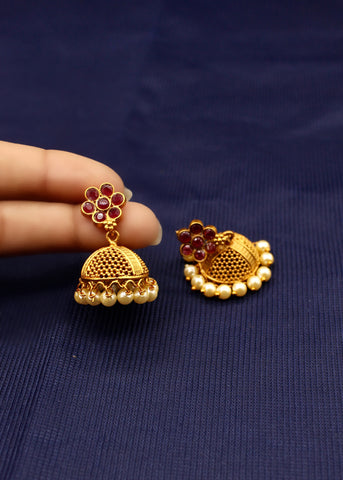 FLOWERET PESHWAI JHUMKI EARRINGS