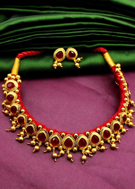 TEXTURED MALHAR CHOKER NECKLACE